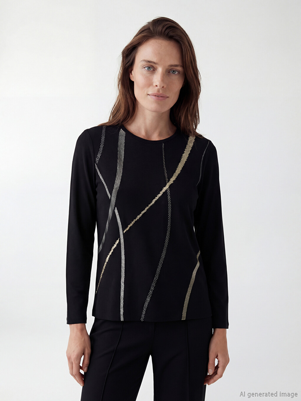 Crew Neck Patterned Women's T-shirt