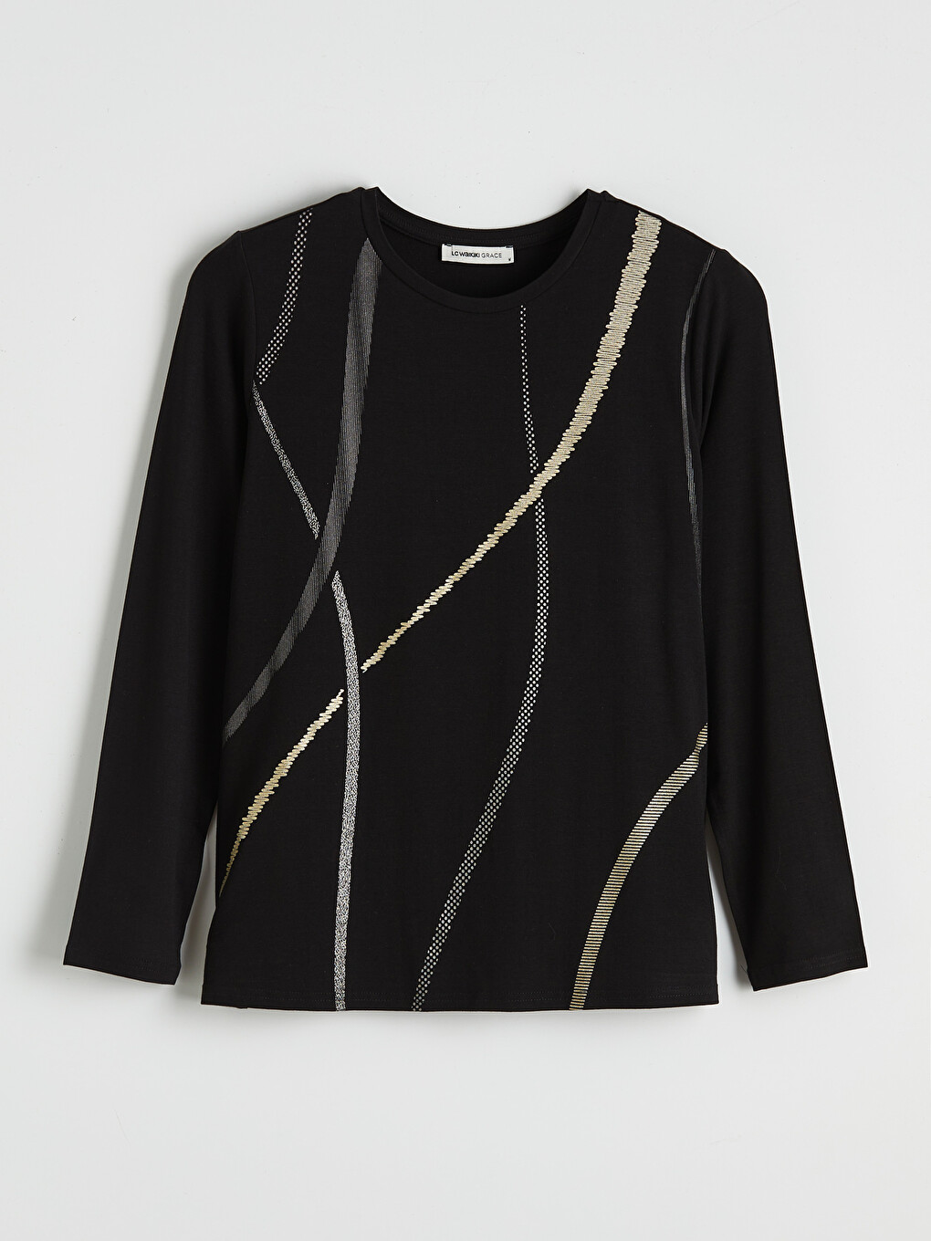 Crew Neck Patterned Women's T-shirt-3