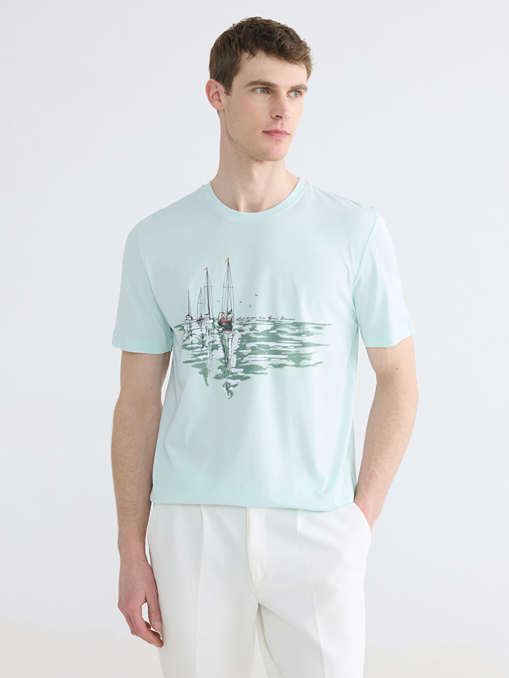 Crew Neck Printed Jersey Men's T-shirt