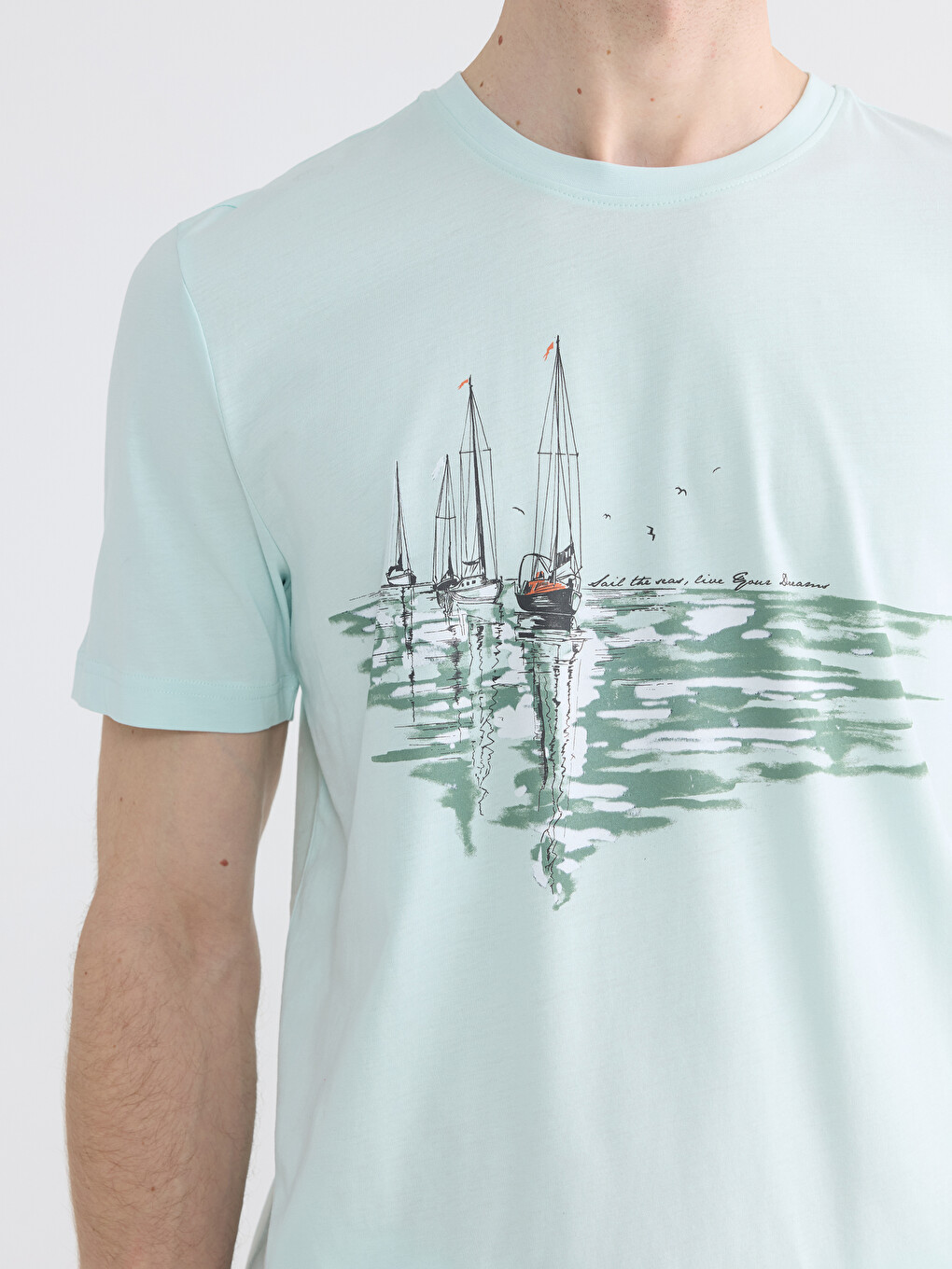 Crew Neck Printed Jersey Men's T-shirt-4