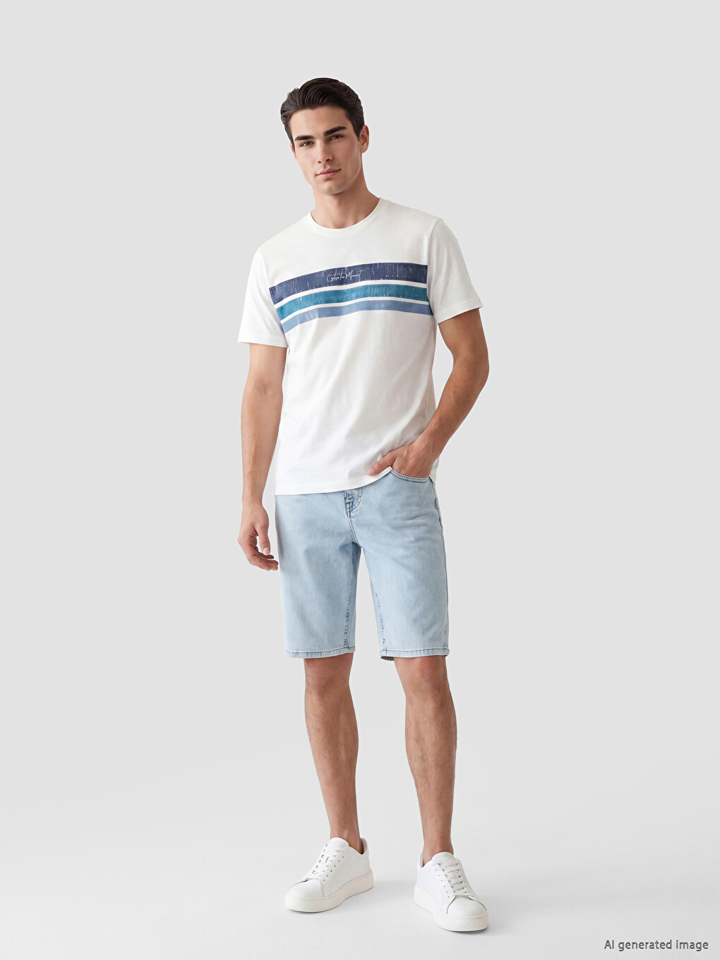 Crew Neck Striped Jersey Men's T-shirt-1