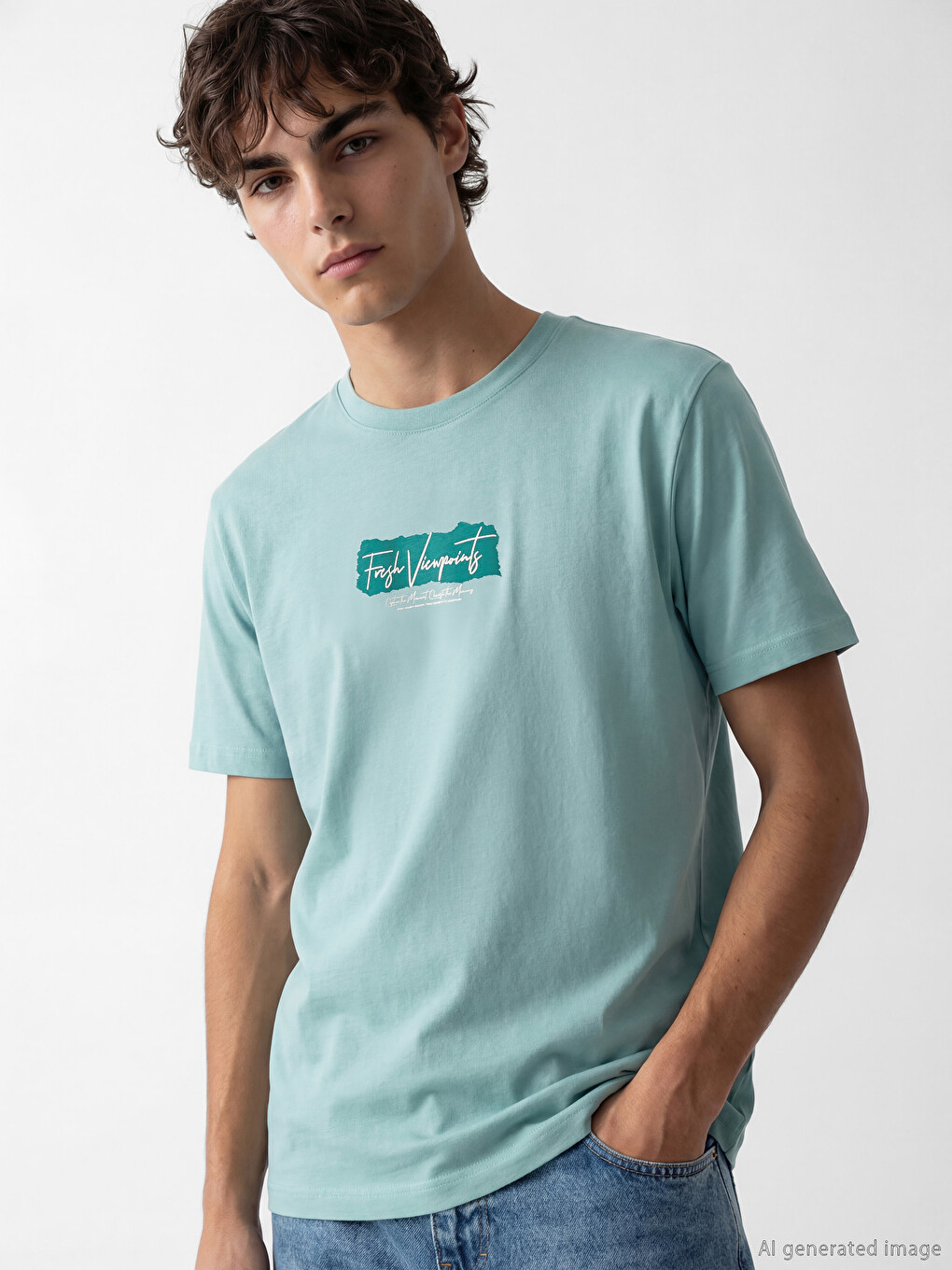 Crew Neck Printed Jersey Men's T-shirt