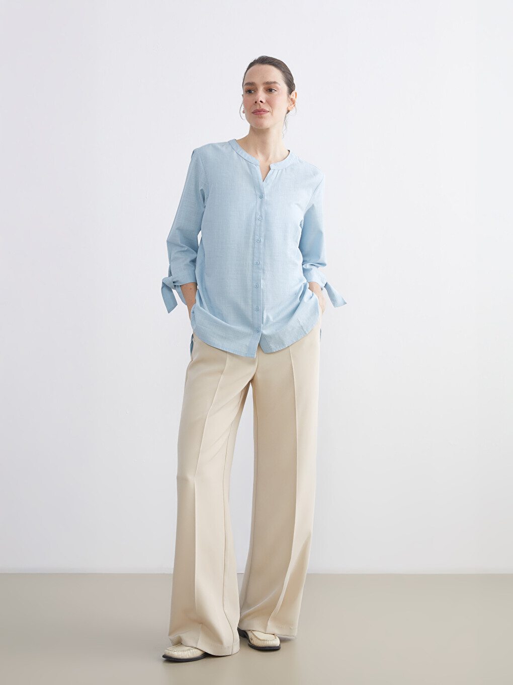 Notch Neck Blouse-1