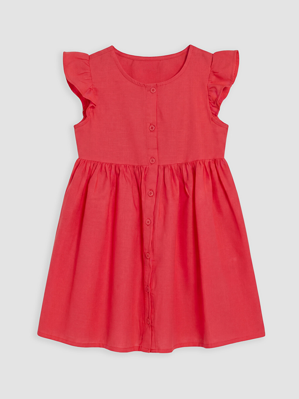 Pleated Girls' Linen-look Shirt Dress-1