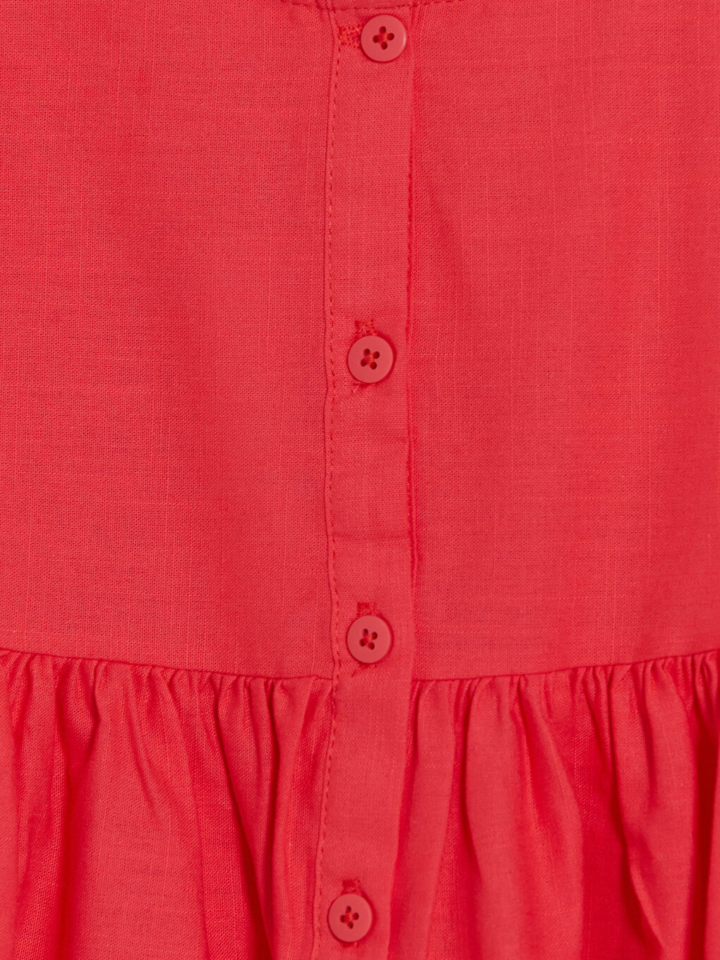 Pleated Girls' Linen-look Shirt Dress-2