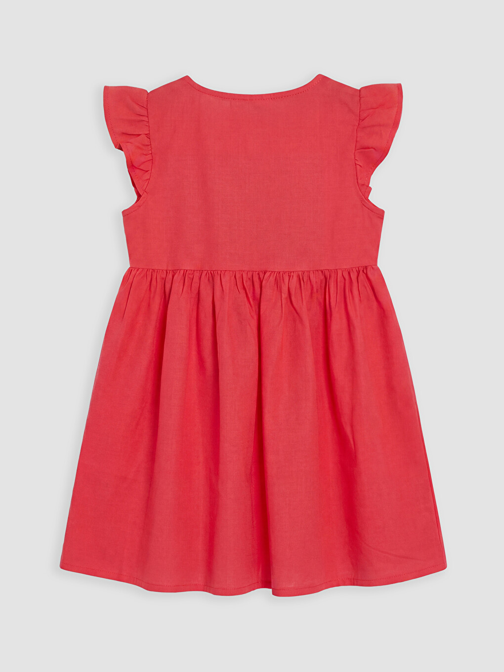 Pleated Girls' Linen-look Shirt Dress-3