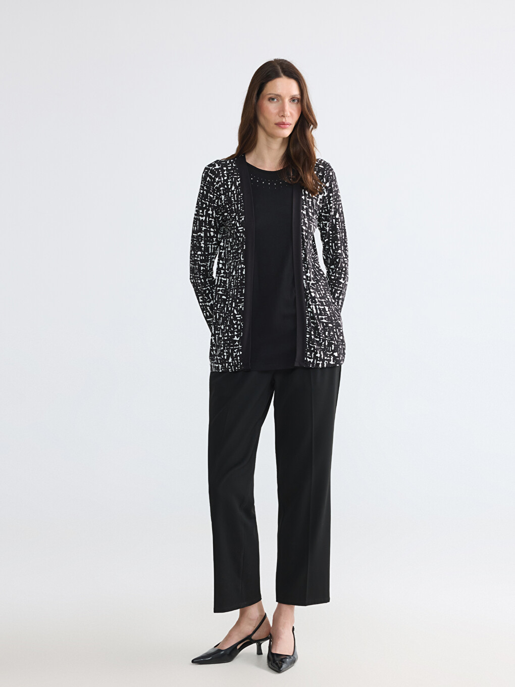Crew Neck Rhinestone Embellished Women's Blouse-1