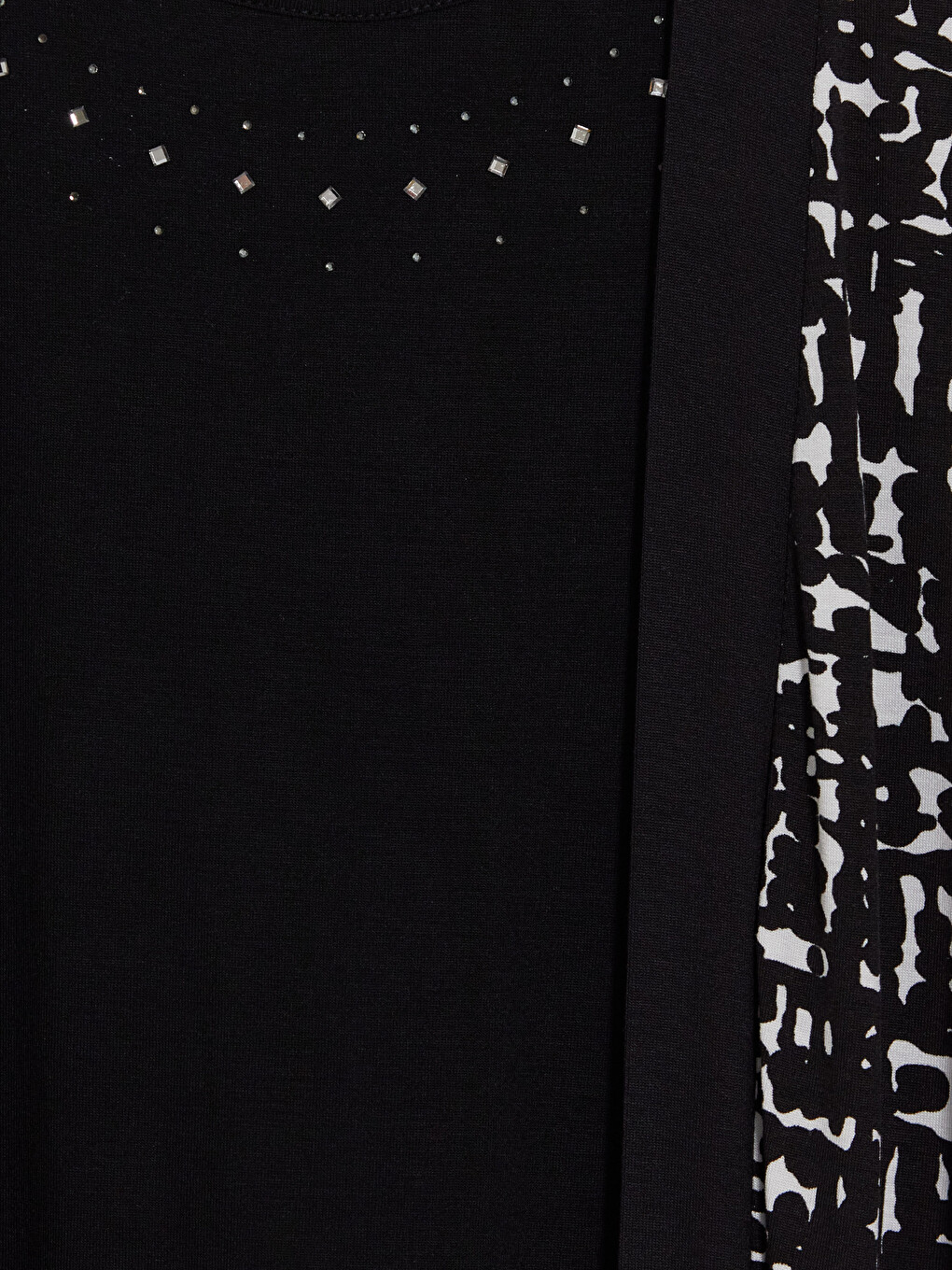 Crew Neck Rhinestone Embellished Women's Blouse-6
