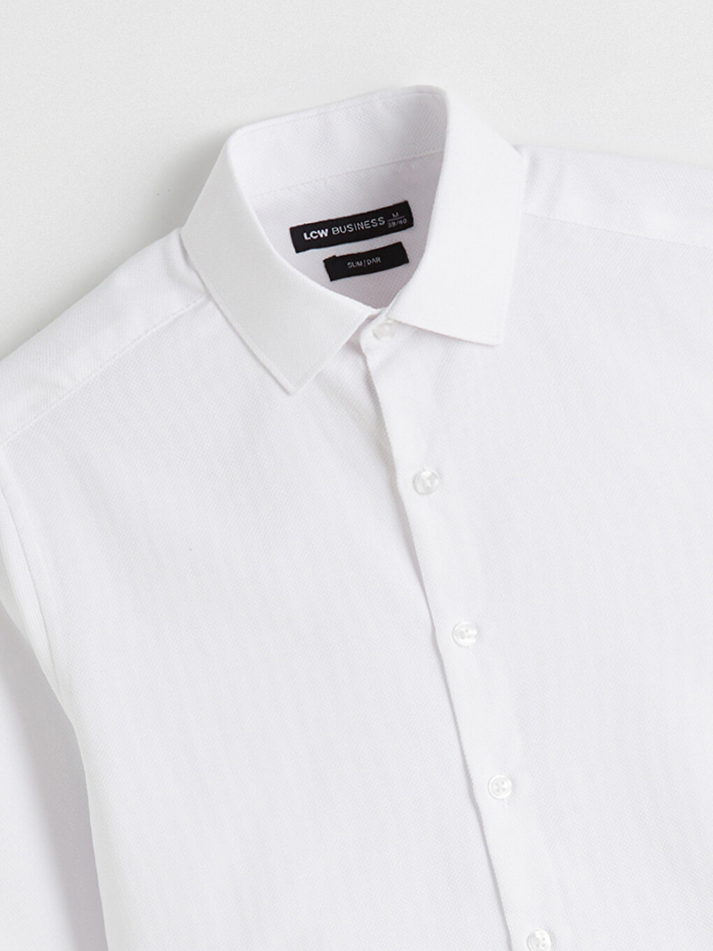 Beyaz Slim Fit Uzun Kollu Armürlü Erkek Gömlek-7