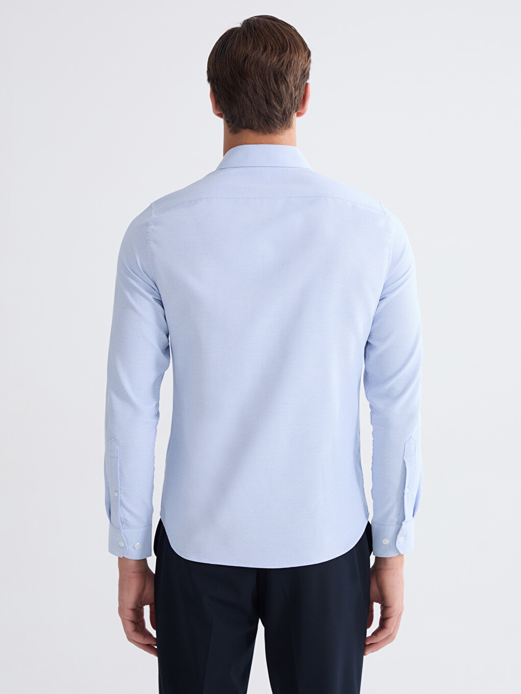 Slim Fit Long Sleeve Dobby Men's Shirt-5