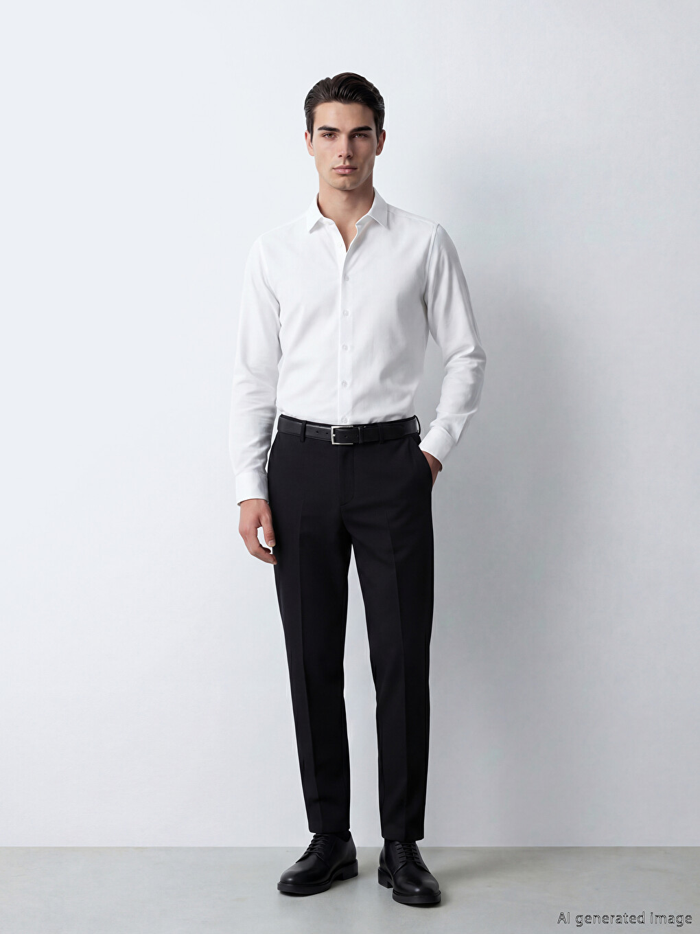 Beyaz Slim Fit Uzun Kollu Armürlü Erkek Gömlek-2
