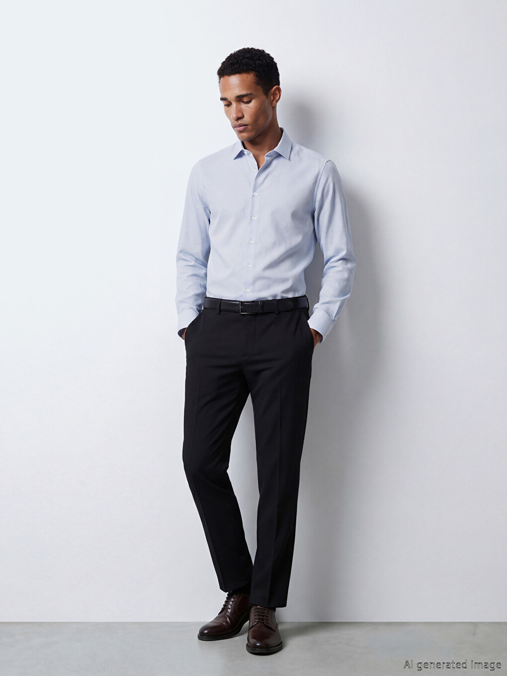 Slim Fit Long Sleeve Dobby Men's Shirt-2