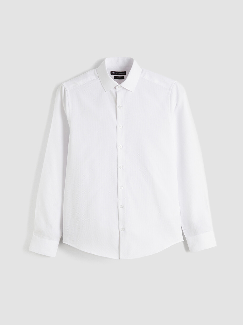 Beyaz Slim Fit Uzun Kollu Armürlü Erkek Gömlek-6
