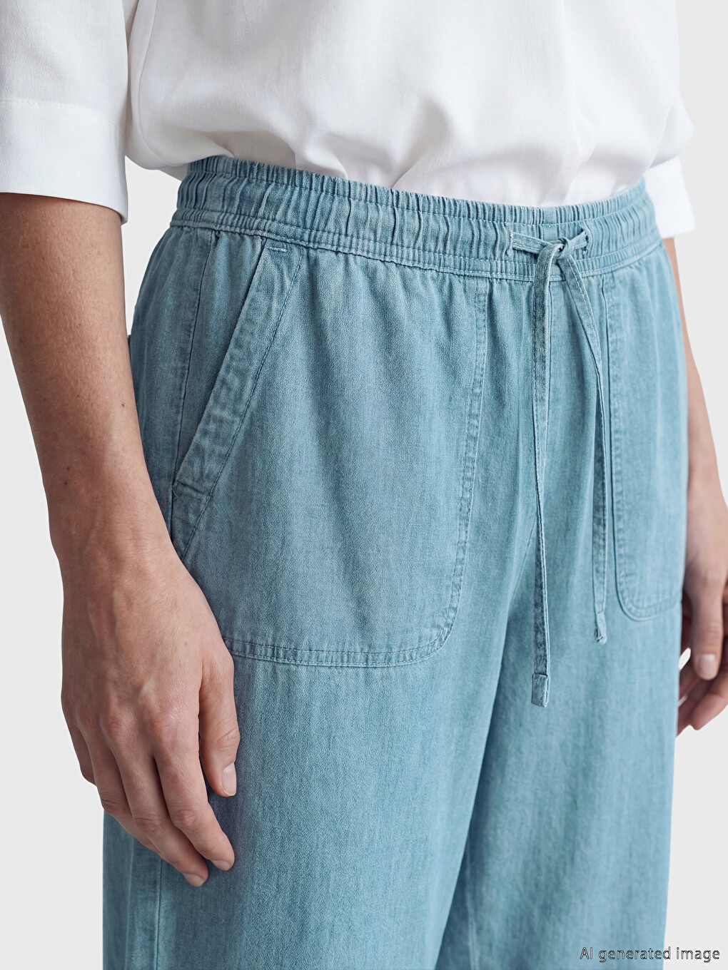 Elastic Waist Women's Jean Capri-2