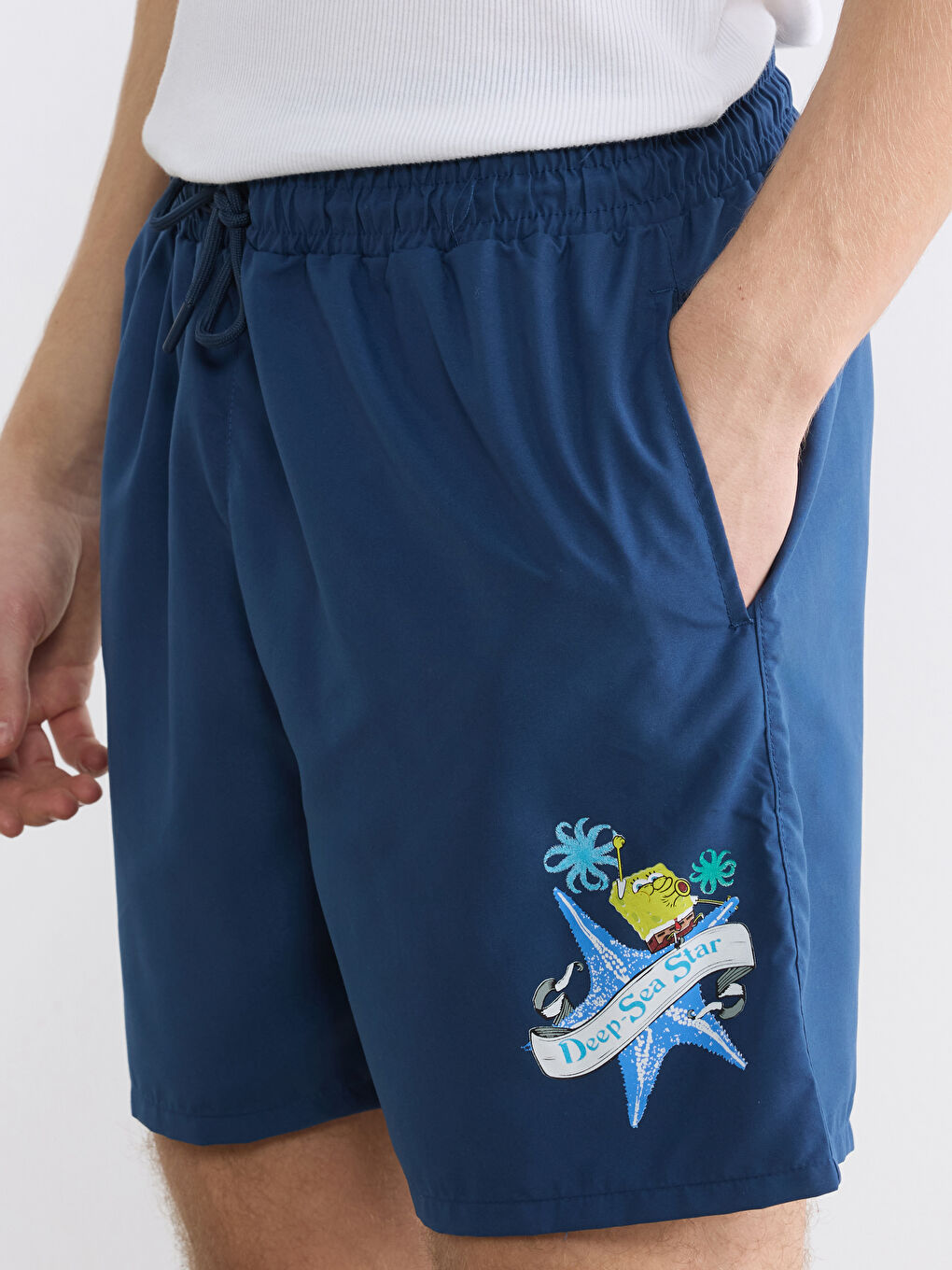 Lacivert Sünger Bob Baskılı Erkek Deniz Şortu-2