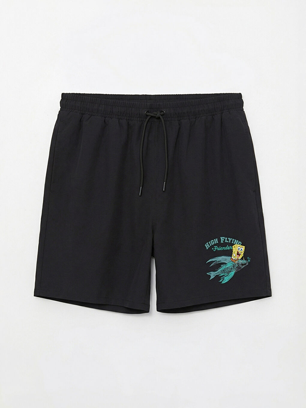 Siyah SpongeBob SquarePants Baskılı Erkek Yüzme Şortu