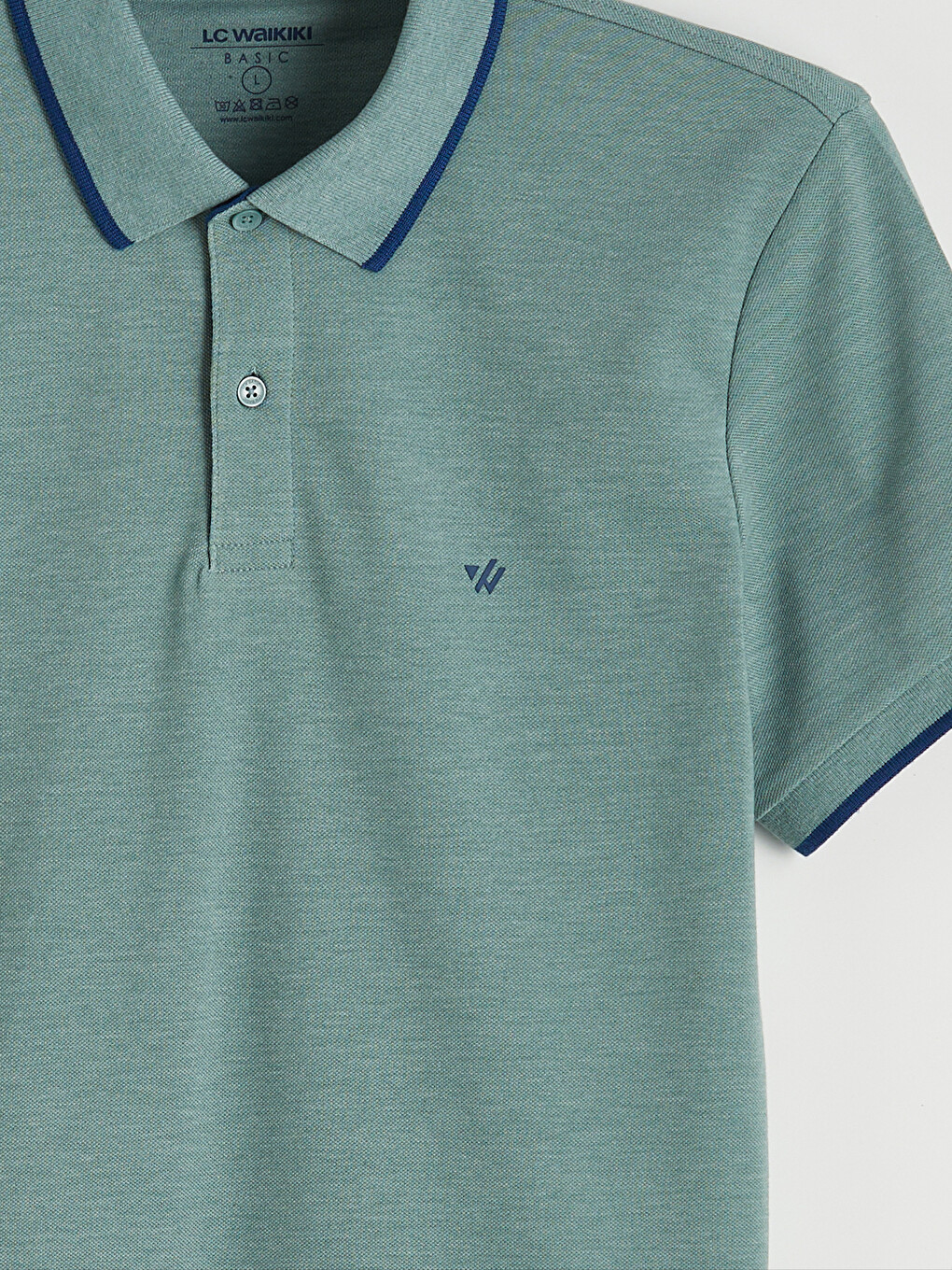 Yeşil Polo Yaka Düz Erkek Tişört-10