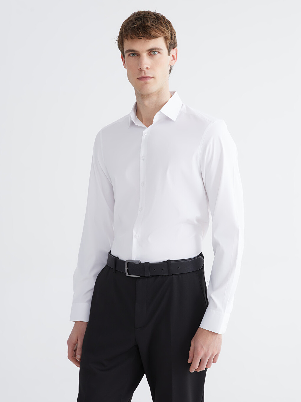 Cămașă Slim Fit Cu Mânecă Lungă Din Gabardină Pentru Bărbați-1