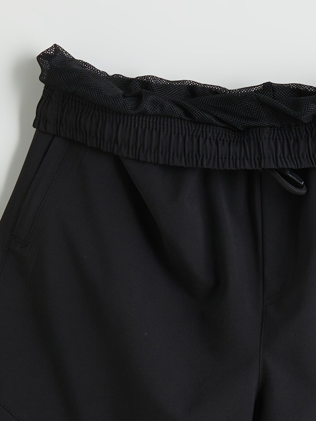 Siyah Diz Hizası Boy Erkek Deniz Şortu-5