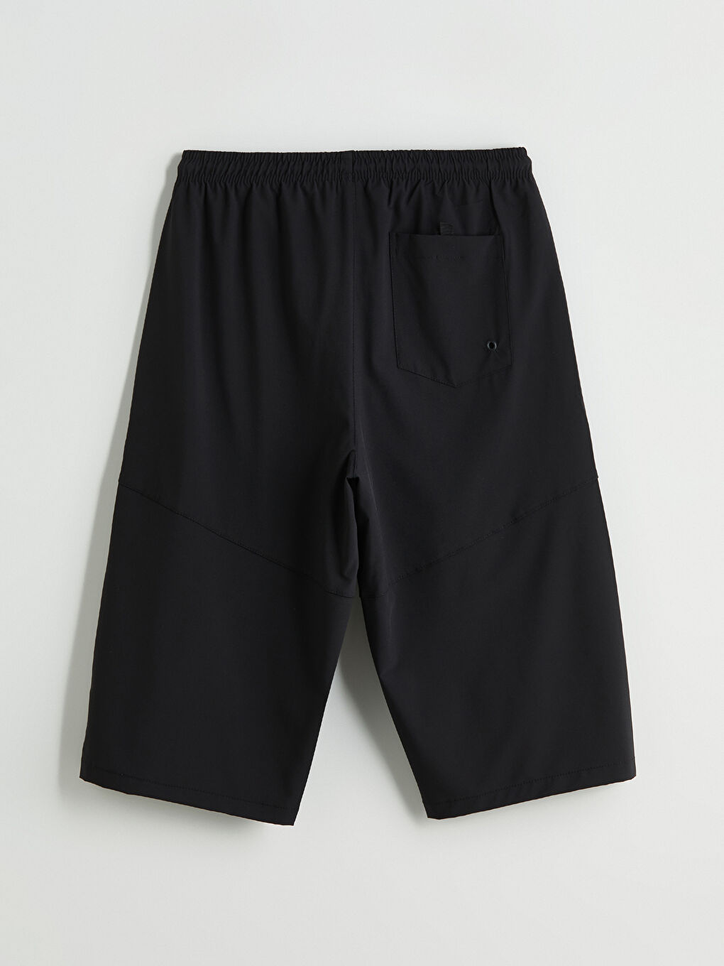 Siyah Diz Hizası Boy Erkek Deniz Şortu-6