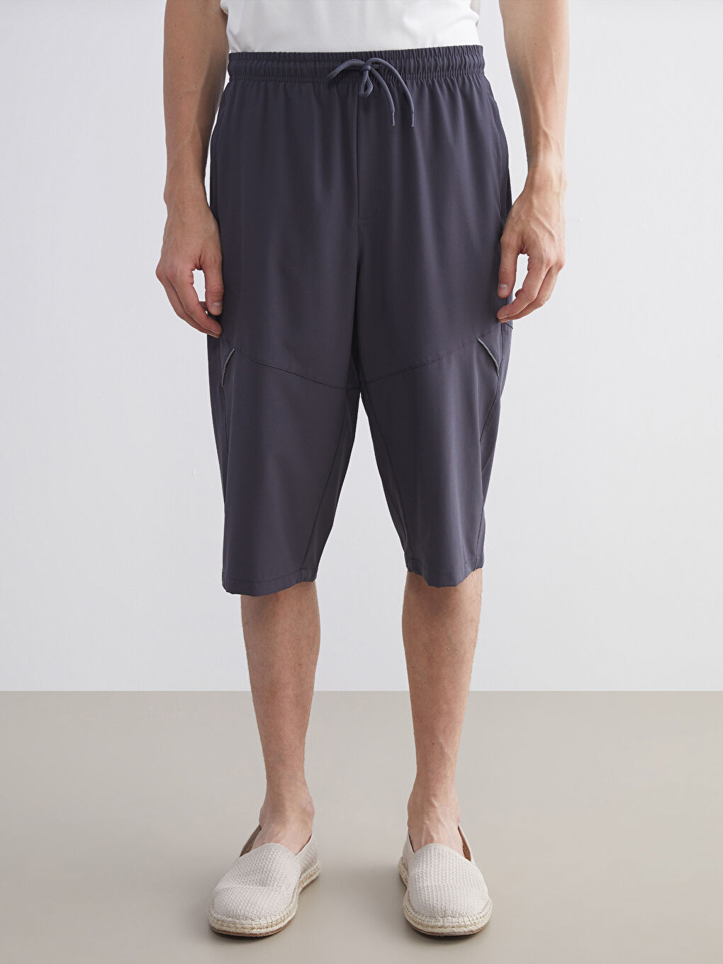 Antrasit Diz Hizası Boy Erkek Deniz Şortu-1