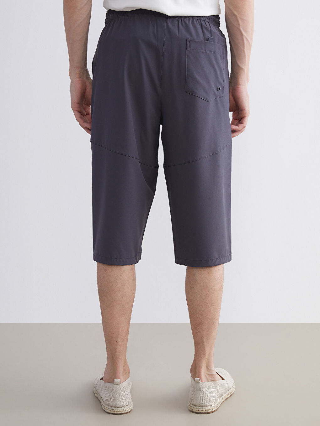 Antrasit Diz Hizası Boy Erkek Deniz Şortu-3