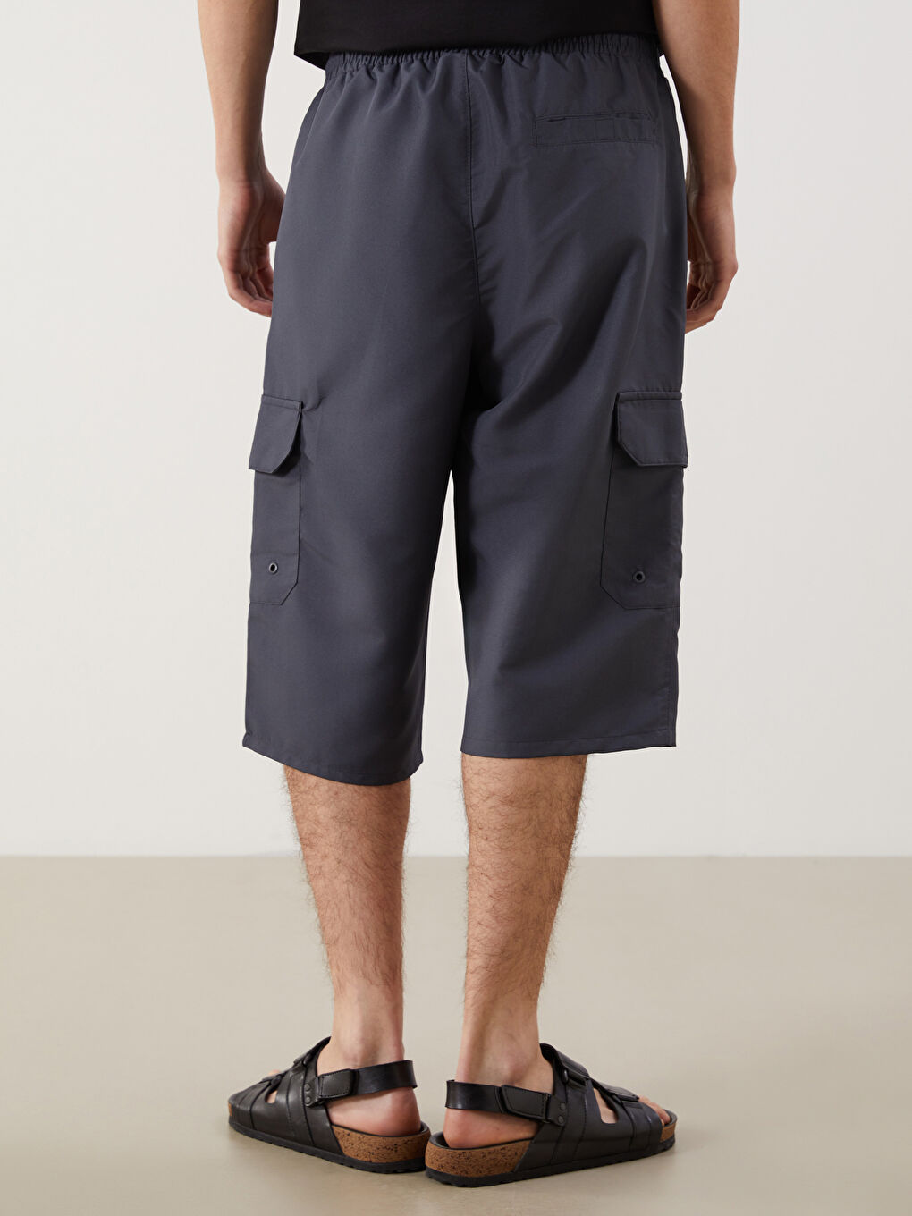 Antrasit Diz Altı Boy Erkek Deniz Şortu-3