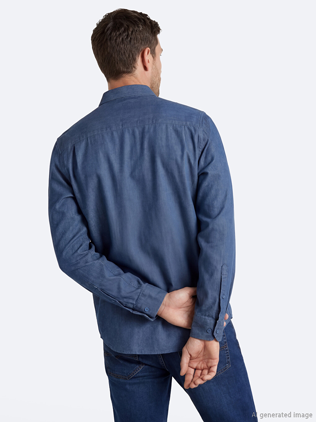 Regular Fit Long Sleeve Linen Blend Men's Shirt-3