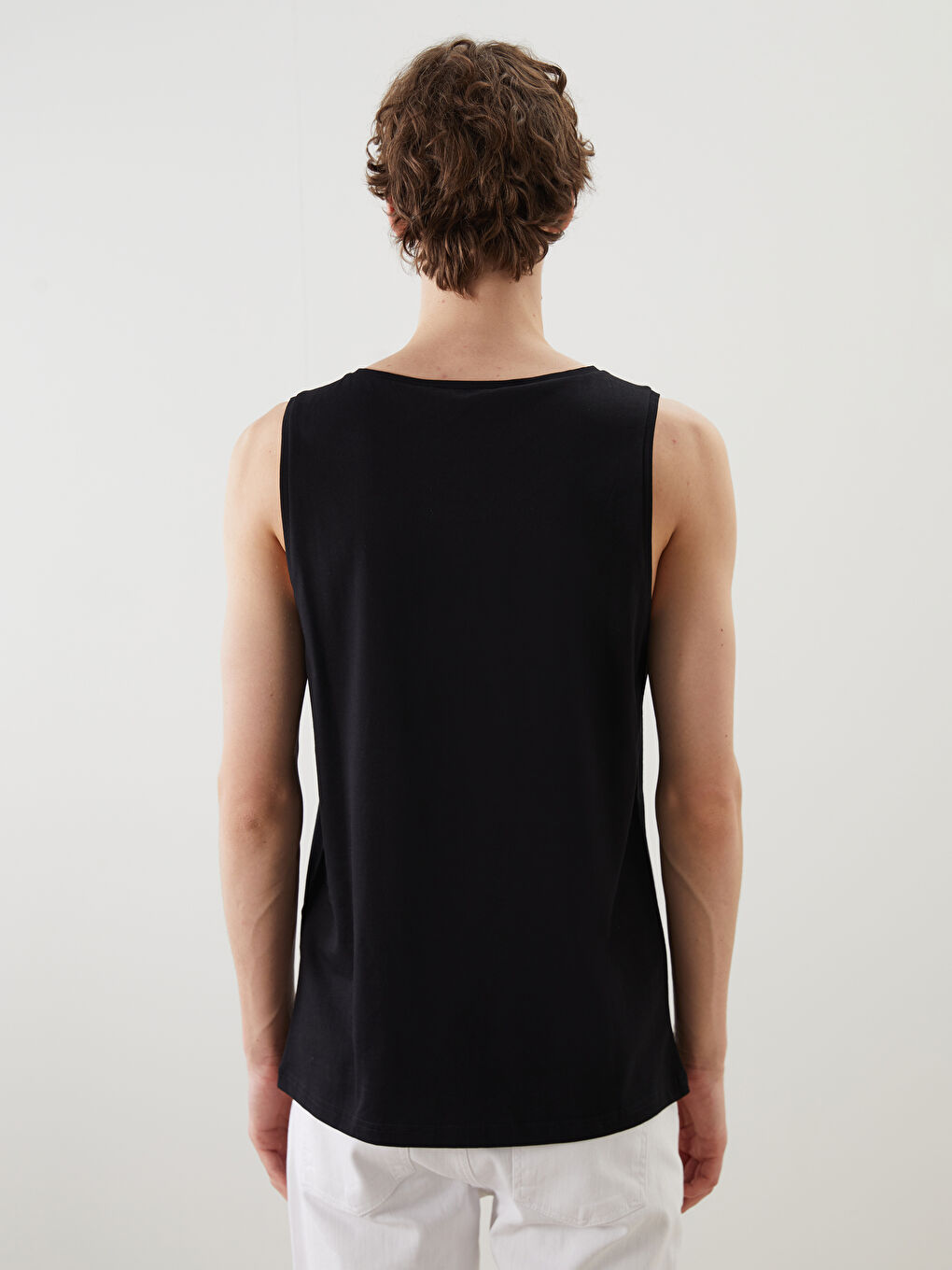 Siyah Florida Baskılı Erkek Kolsuz Tişört-3