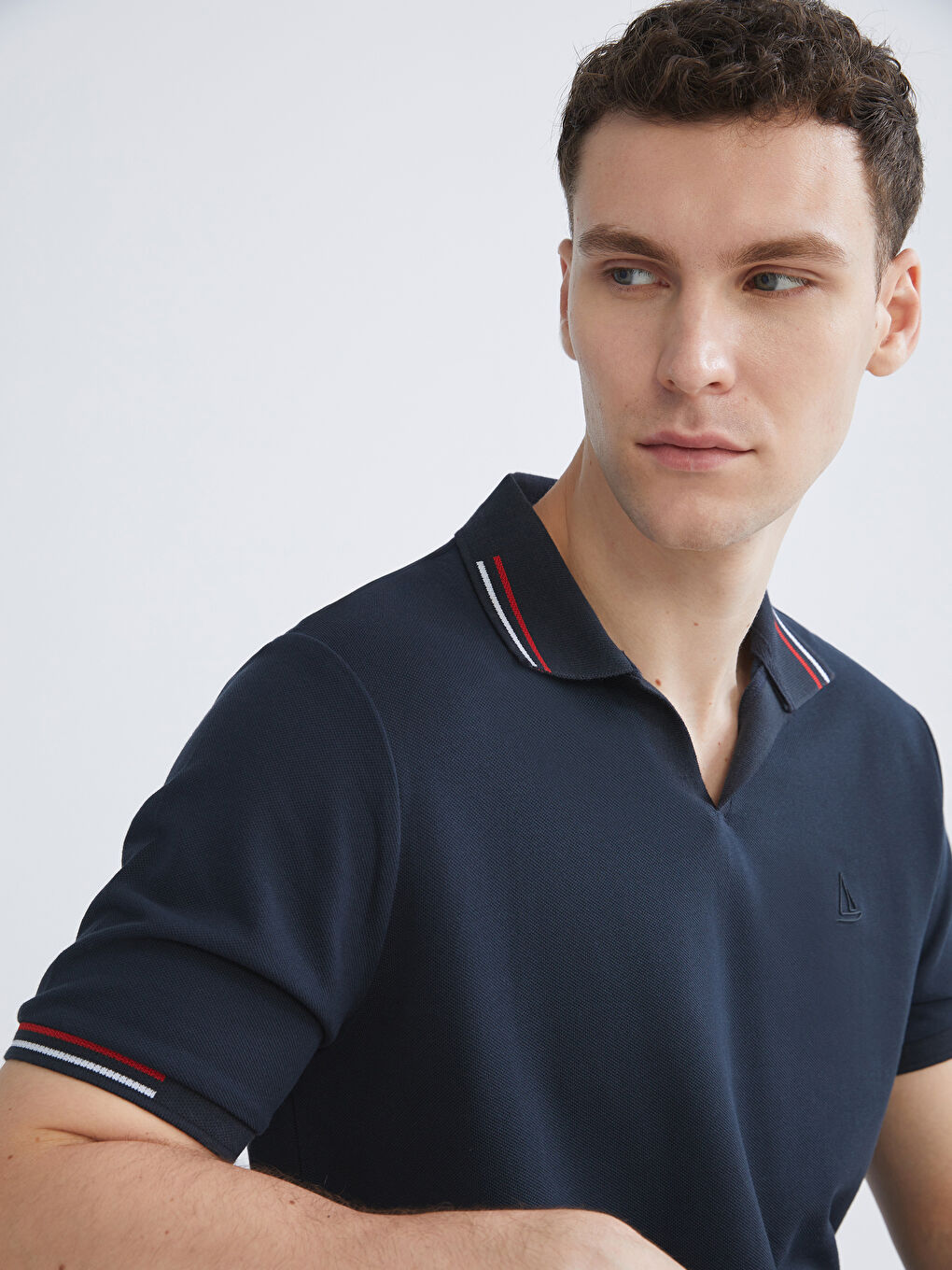 Lacivert Polo Yaka Pike Erkek Tişört-2