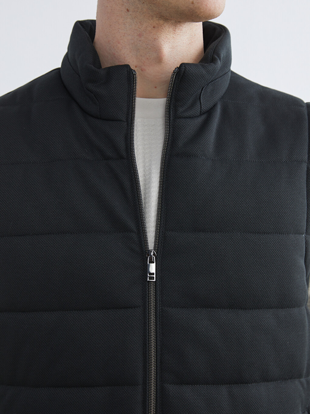 Petrol Slim Fit Dik Yaka Erkek Şişme Yelek-2