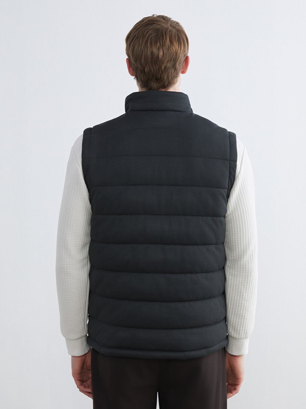 Petrol Slim Fit Dik Yaka Erkek Şişme Yelek-4