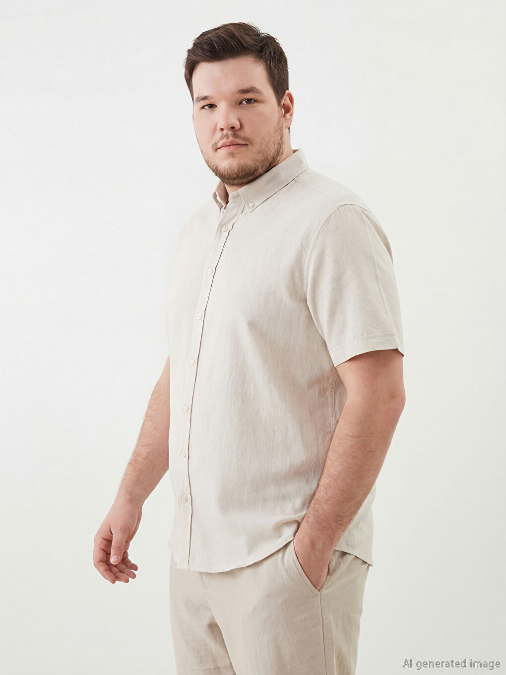 Regular Fit Linen Blend Men's Shirt-1