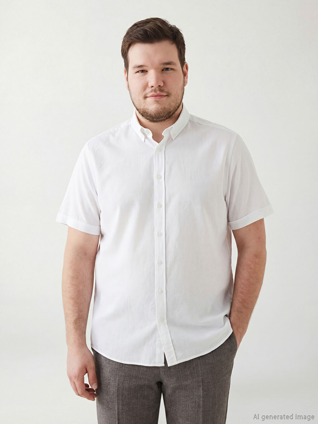 Beyaz Regular Fit Keten Karışımlı Erkek Gömlek-1