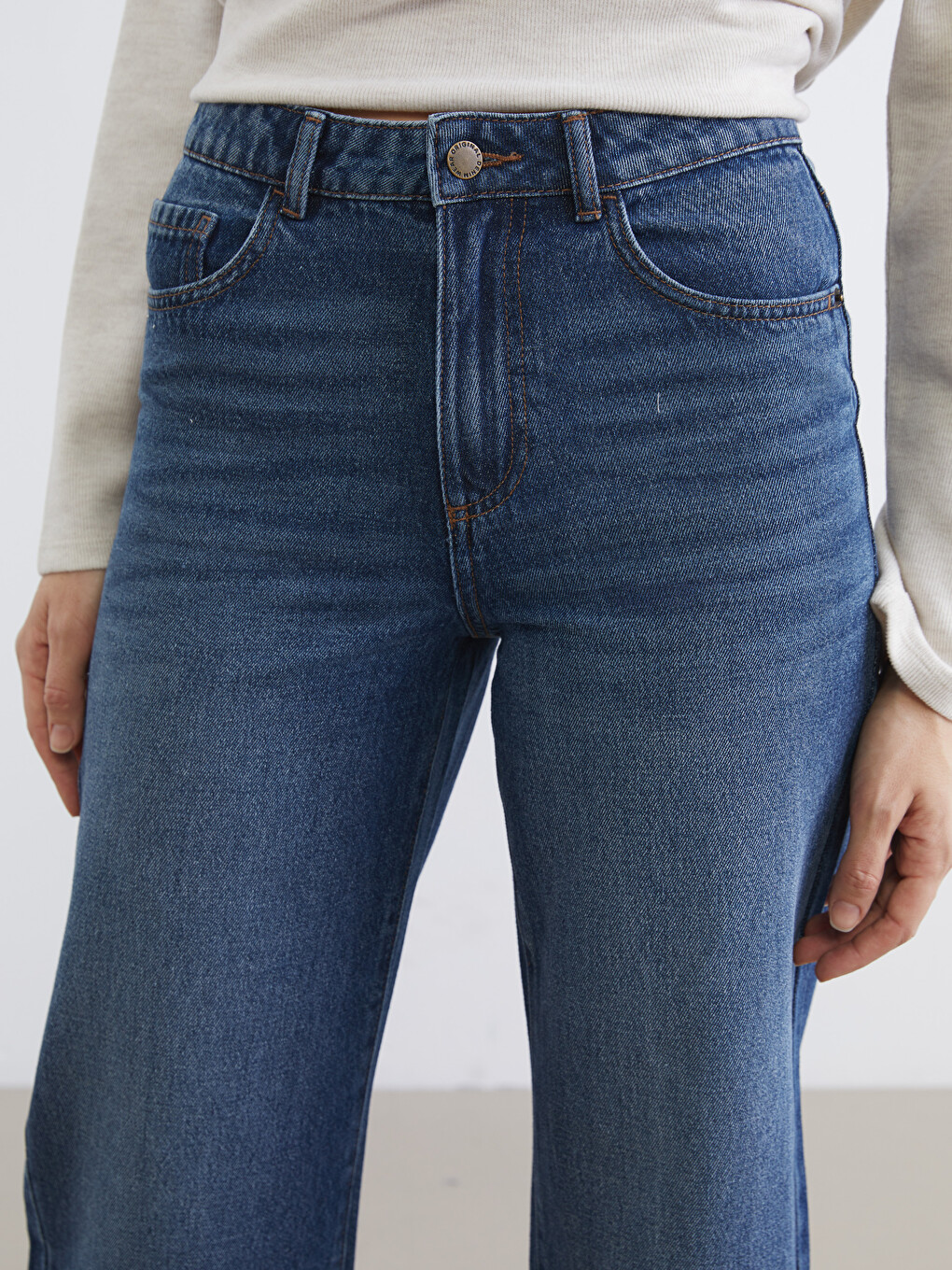 İndigo Wideleg Kadın Jean Pantolon-2