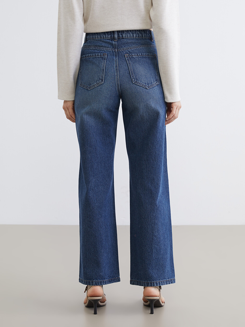 İndigo Wideleg Kadın Jean Pantolon-3