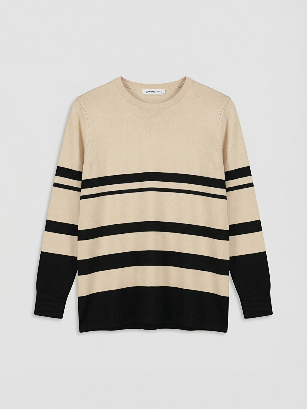 Pull-over Rayé Pour Femmes À Col Rond En Tricot-4