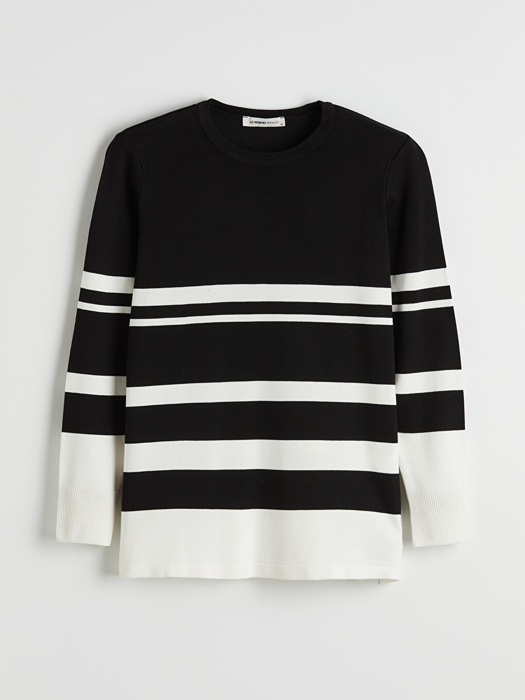 Pull-over Rayé Pour Femmes À Col Rond En Tricot-4