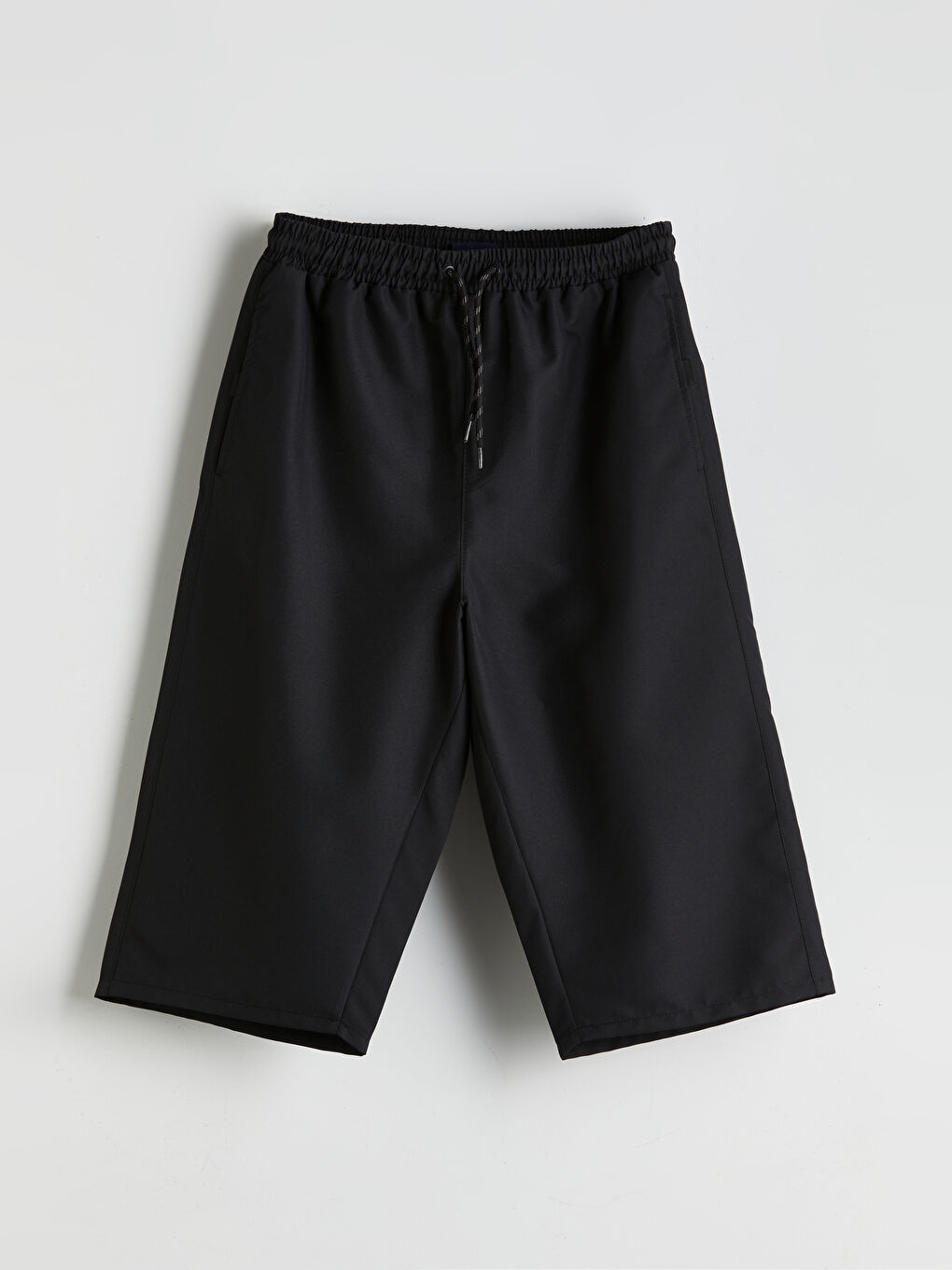 Siyah Diz Altı Boy Erkek Deniz Şortu-4