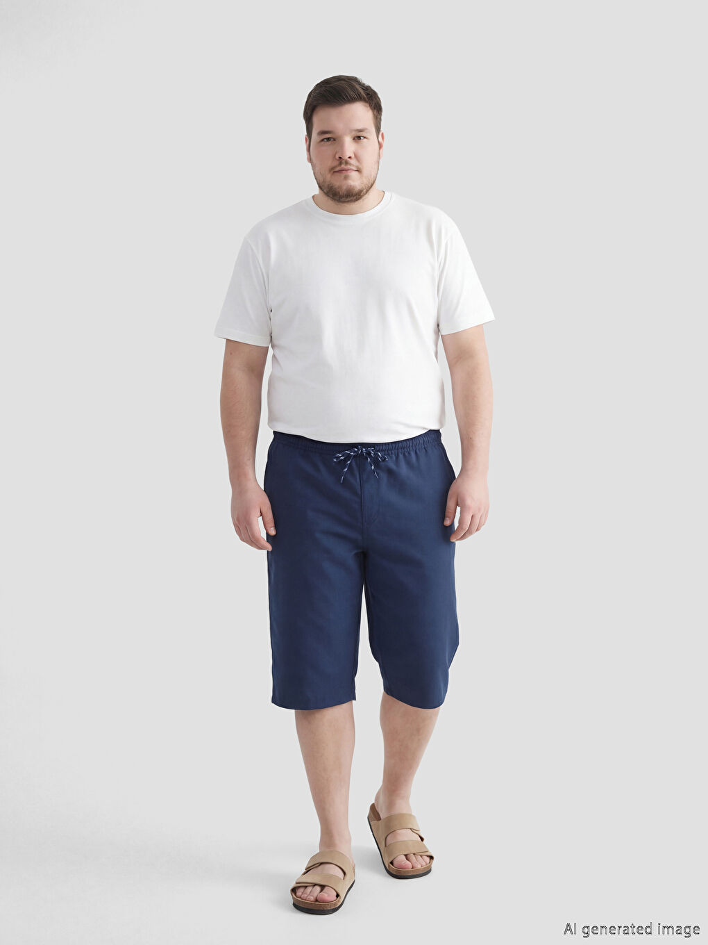 İndigo Diz Altı Boy Erkek Deniz Şortu-1