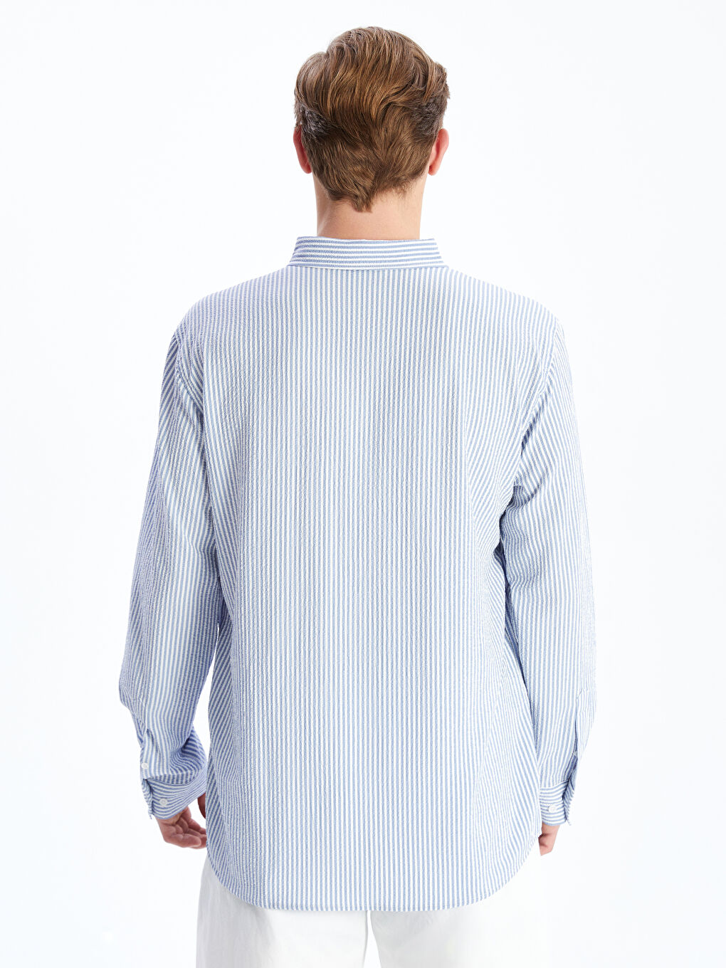 Slim Fit Long Sleeve Striped Dobby Men's Shirt -S60098Z8-S0S