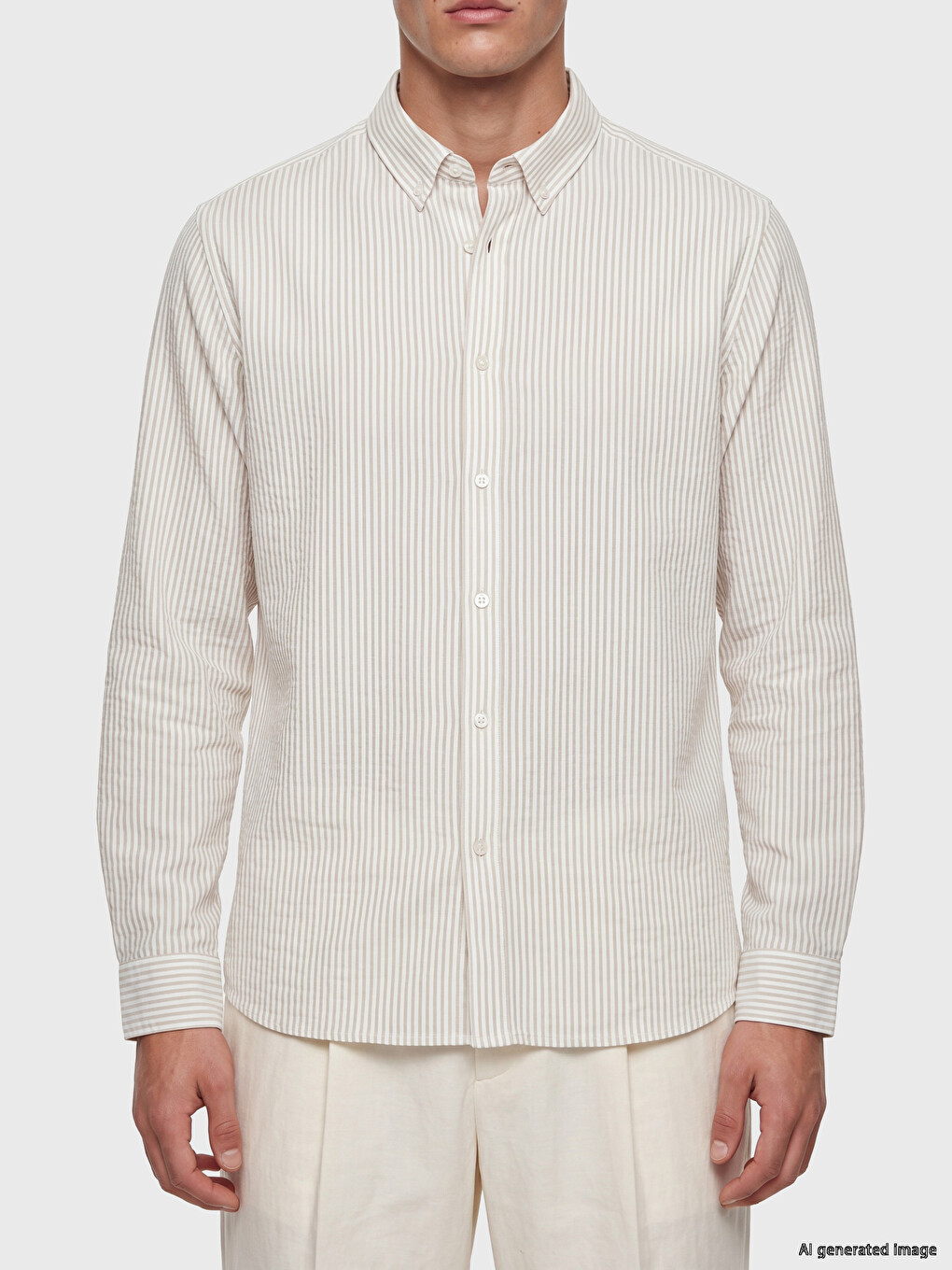 Slim Fit Striped Dobby Men's Shirt-2