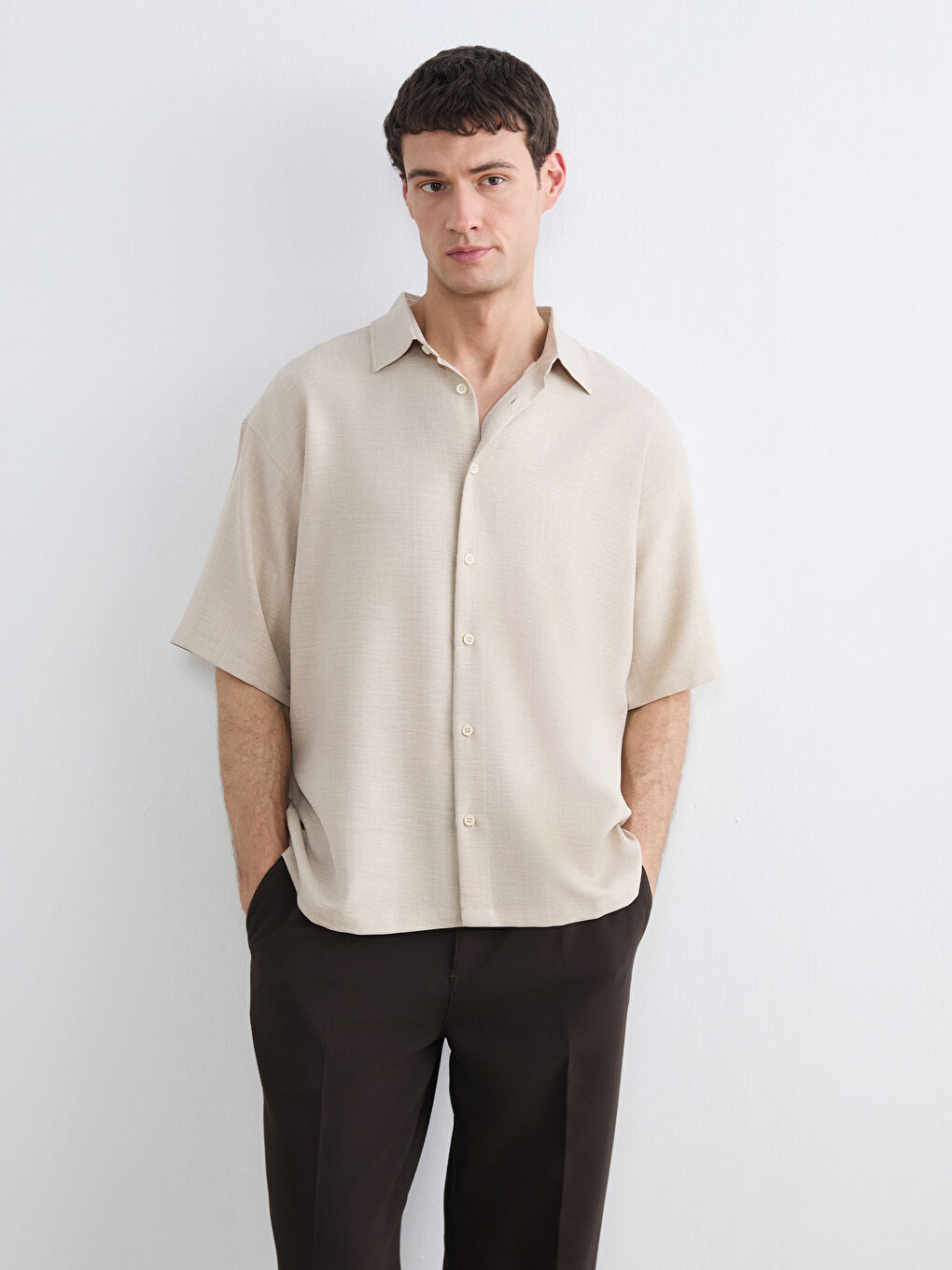 Bej Regular Fit Erkek Gömlek