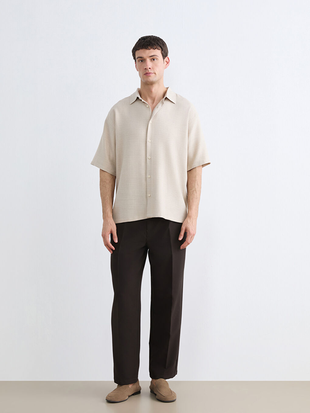 Bej Regular Fit Erkek Gömlek-1