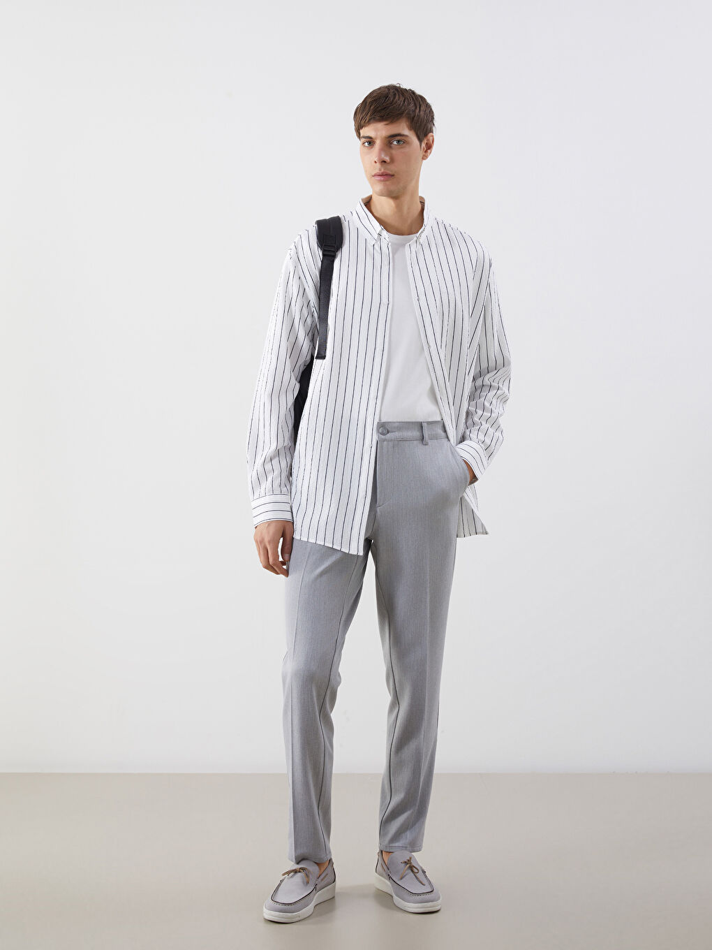 Slim Fit Striped Men's Shirt -S60100Z8-LJX