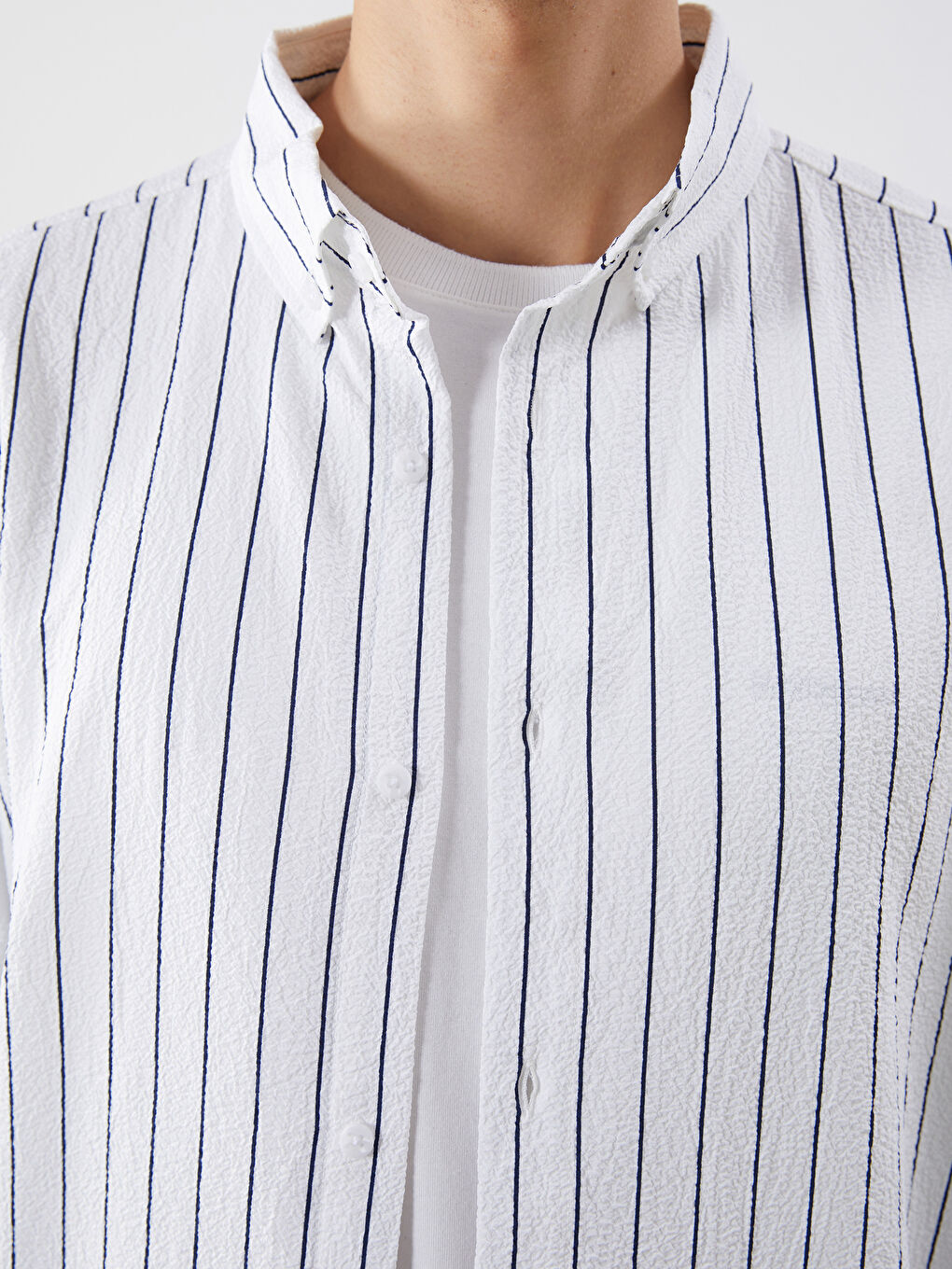 Slim Fit Striped Men's Shirt -S60100Z8-LJX