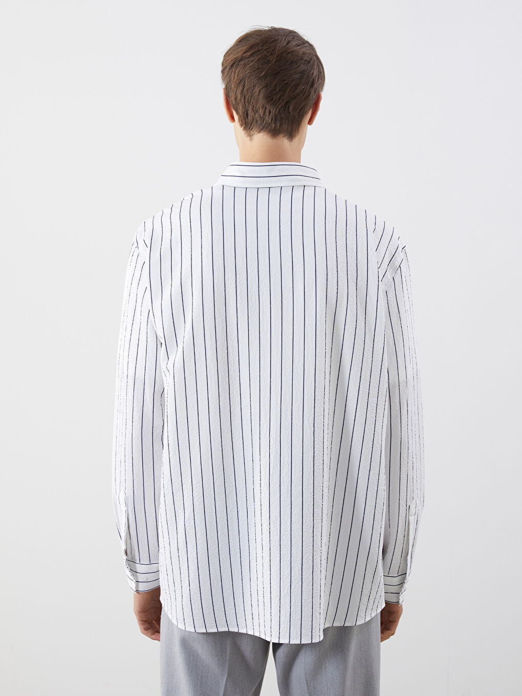 Slim Fit Striped Men's Shirt -S60100Z8-LJX