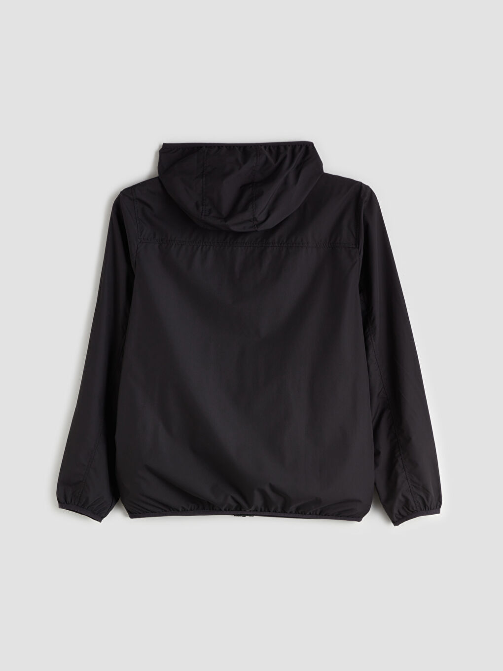 Siyah Standart Kalıp Kapüşonlu Erkek Yağmurluk-6