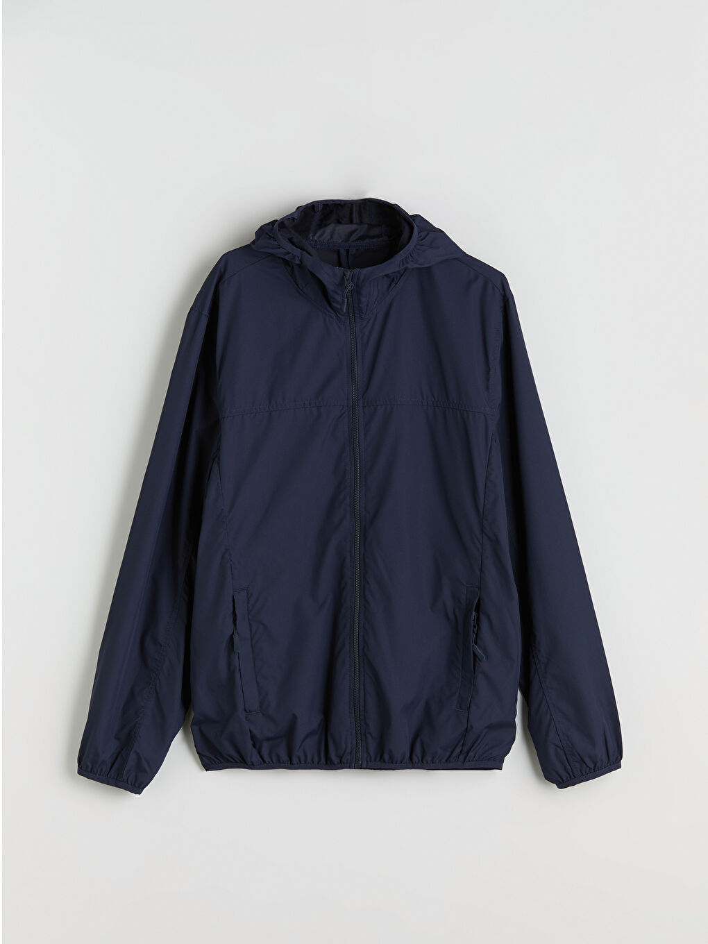 Lacivert Standart Kalıp Kapüşonlu Erkek Yağmurluk-5