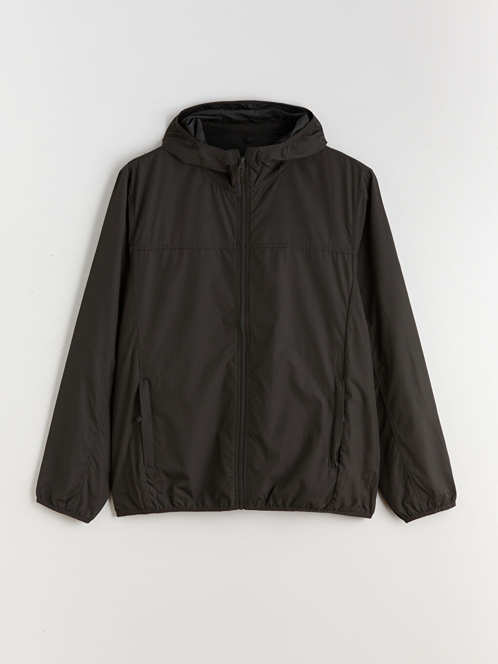 Haki Standart Kalıp Kapüşonlu Erkek Yağmurluk-7
